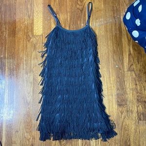 Gray Fringe Mini Dress